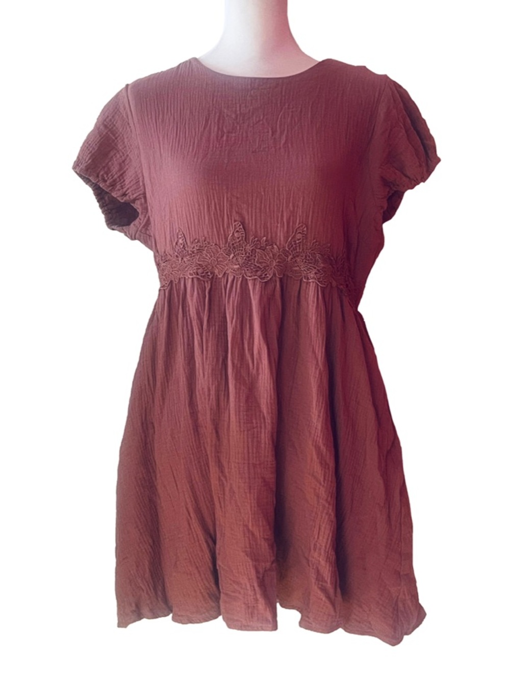 NWT Disturbia Rosamoth Applique Trim Cotton Mini Smock Dress